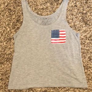 American flag gray crop tank top